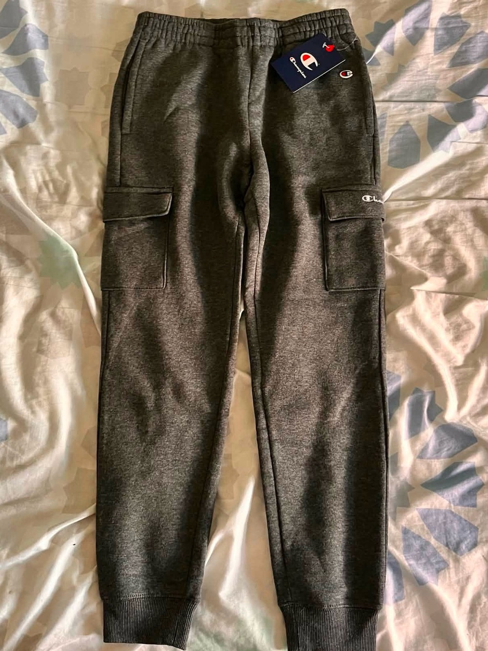 Champion Gray Cargo Sweatpants with Elastic Cuffs
